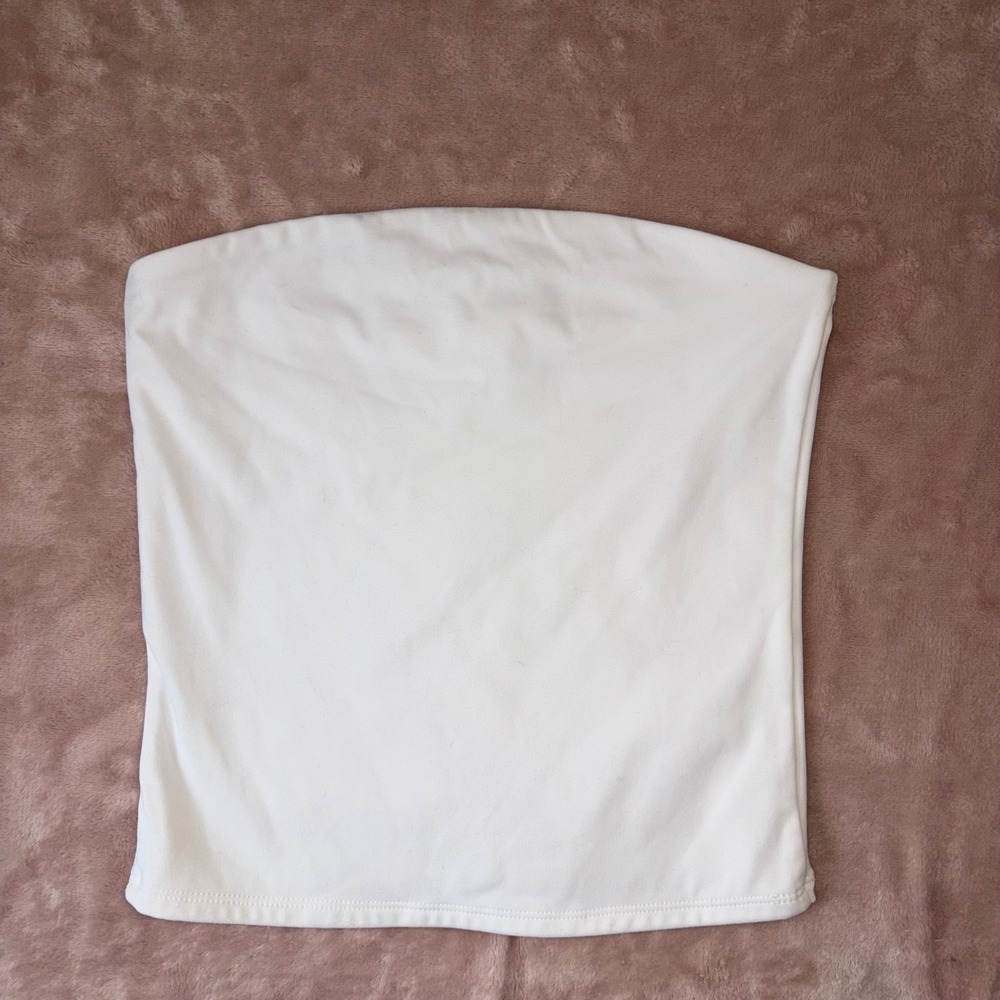 Garage White Tube Top Strapless Jersey Knit Minimalist Basic Small